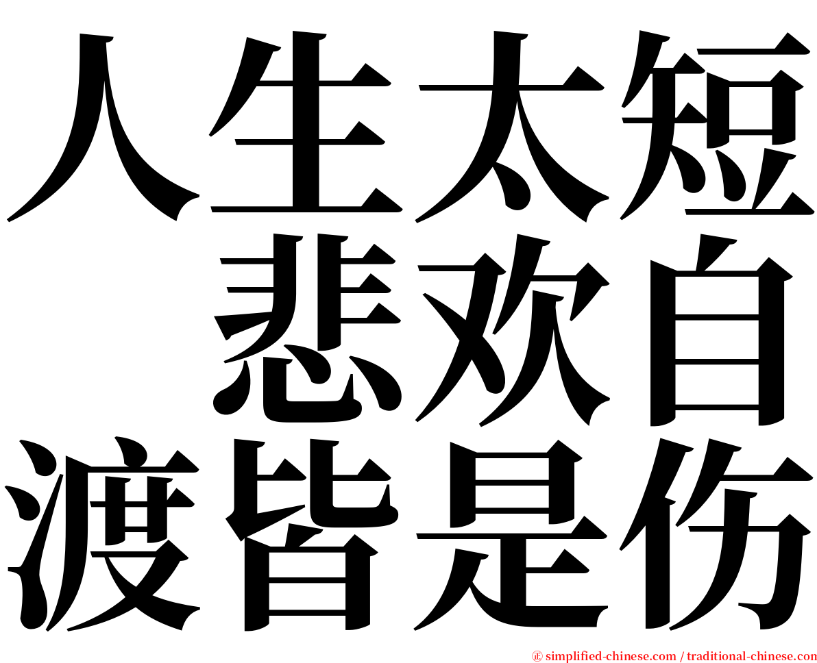 人生太短　悲欢自渡皆是伤 serif font